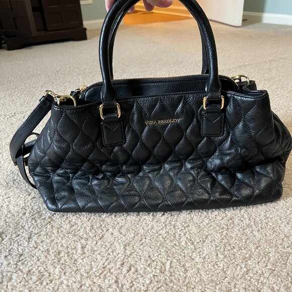 Vera Bradley Quilted Emma Satchel Bag, Black - Picture 2 of 10